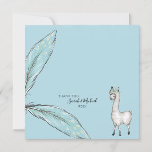 Baby Shower Boho Llama Confetti Square Thank You Card