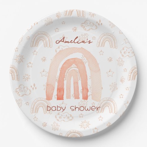 Baby Shower Boho Peachy Weather 2 Paper Plates