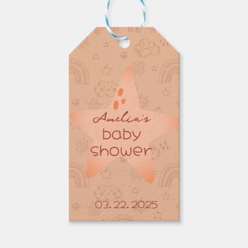 Baby Shower Boho Peachy Weather Gift Tags