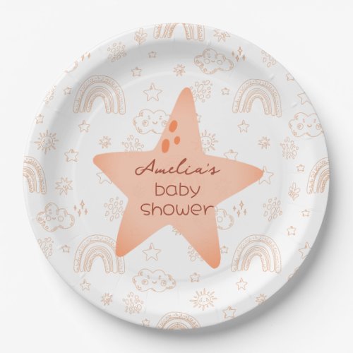 Baby Shower Boho Peachy Weather Paper Plates