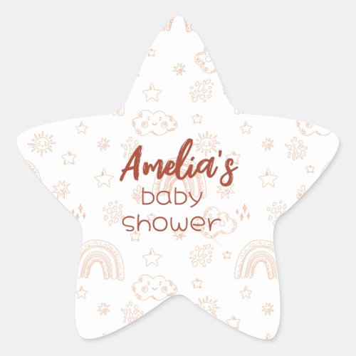 Baby Shower Boho Peachy Weather Star Sticker