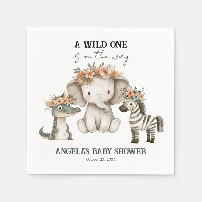 Baby Shower Boho Safari Napkins (Front)