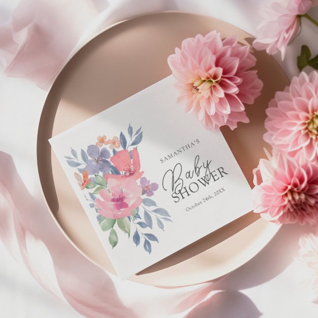 Baby Shower Boho Watercolor Floral  Napkins (Creator Uploaded)