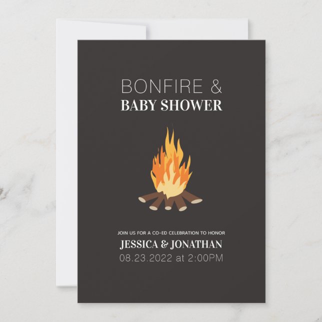 Baby Shower Bonfire Co-Ed Couples Invitation (Front)