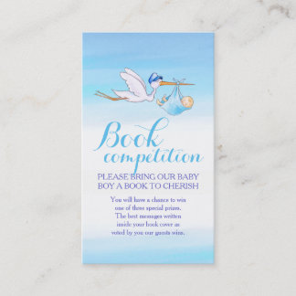 Baby shower book competition boy stork art cards