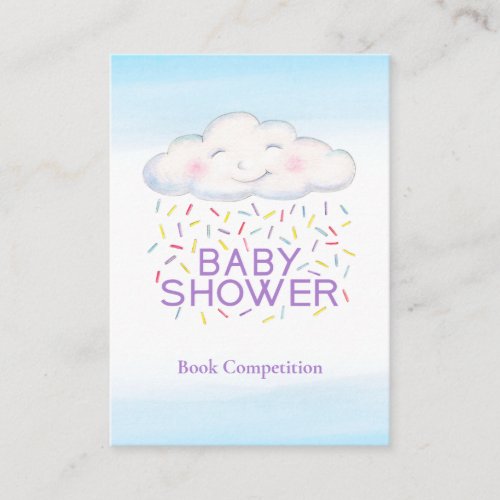 Baby shower book competition cloud candy sprinkles enclosure card