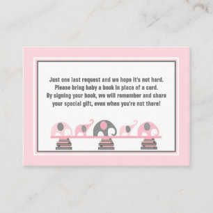 Baby shower book insert pink gray elephants