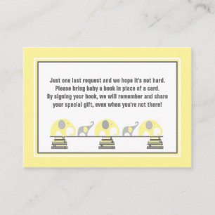 Baby shower book insert yellow gray elephants