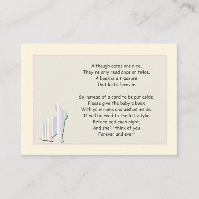 Baby Shower Book Poem Pink Insert Card (Front)