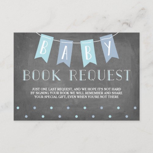 Baby Shower Book Request Blue Enclosure Card