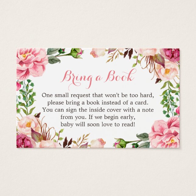 Baby Shower Book Request Blush Pink Floral (Front)