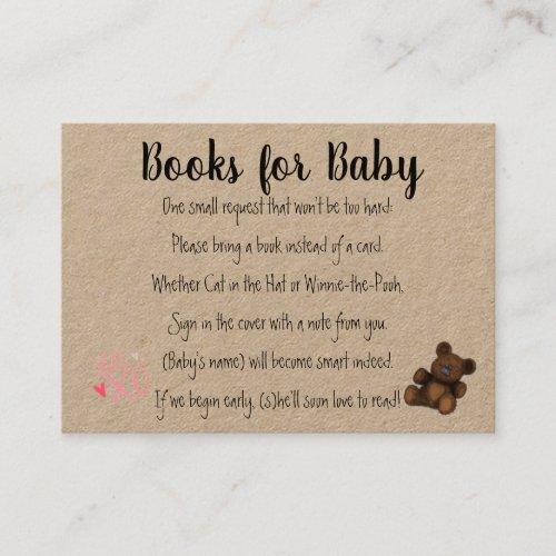Baby Shower Book Request Business Card