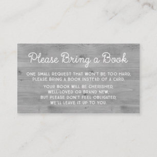 Baby Shower Book Request Card Rustic Grey Wood