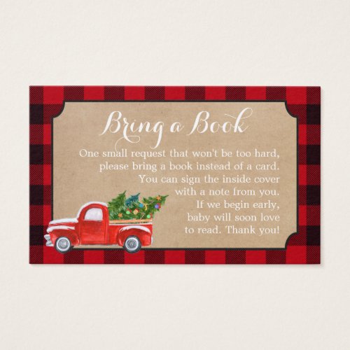 Baby Shower Book Request Christmas Truck Red Plaid