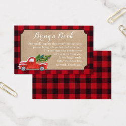 Baby Shower Book Request Christmas Truck Red Plaid