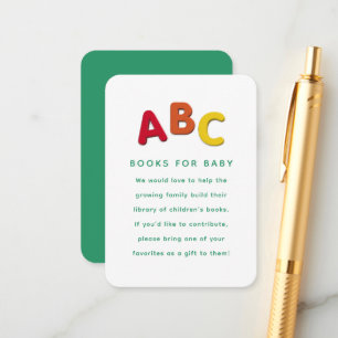Baby shower book request cute colorful ABC Enclosure Card