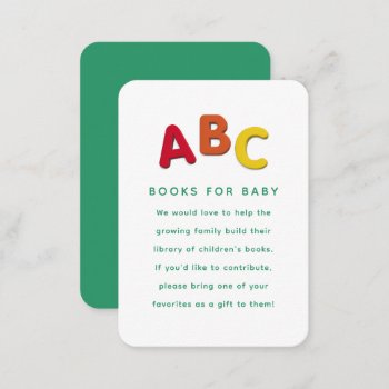 Baby Shower Book Request Cute Colorful Abc Enclosure Card by LeaDelaverisDesign at Zazzle