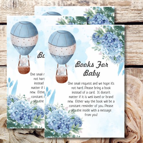 Baby shower book request elephant hot air balloon enclosure card