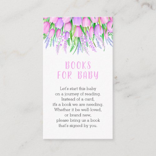 Baby Shower Book Request Floral Lavender Tulips Enclosure Card