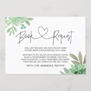 Baby Shower Book Request Gender Neutral Succulents Invitation