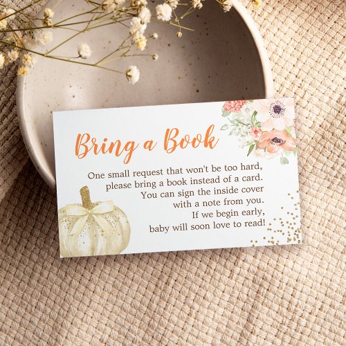 Baby Shower Book Request Gold Glitters Pumpkin