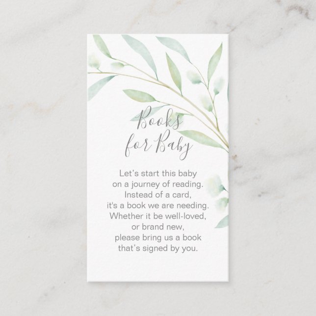 Baby Shower Book Request Greenery Foliage Enclosure Card (Front)