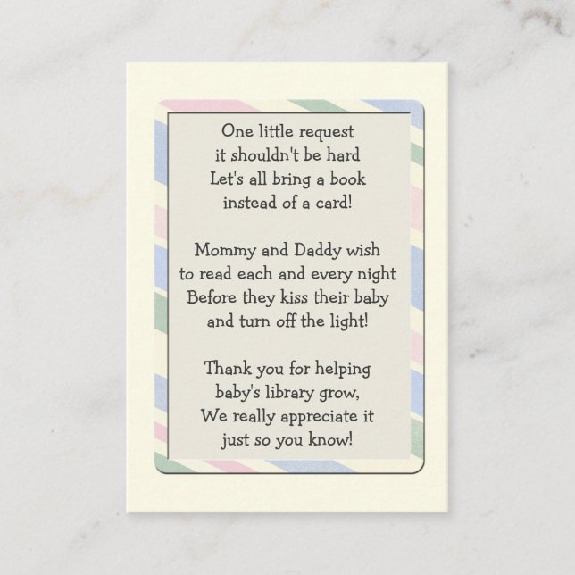 Baby Shower Book Request Insert  Card (Front)