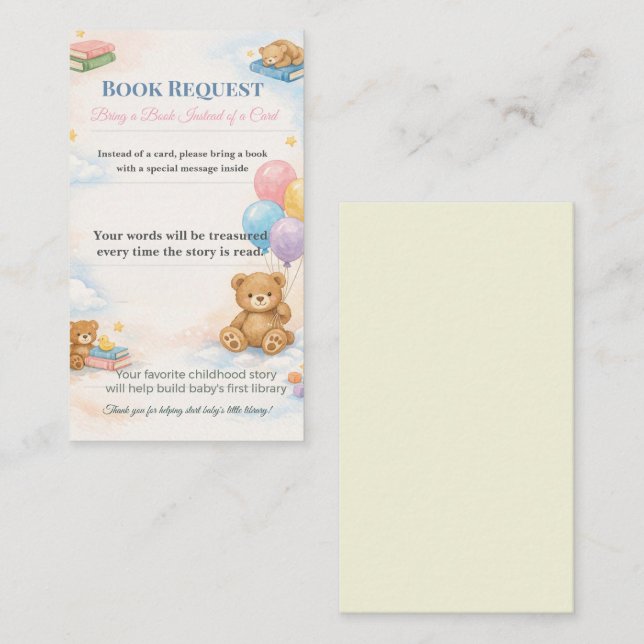 Baby Shower Book Request | Library Card Keepsake (Front/Back)