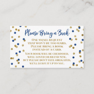 Baby Shower Book Request Navy Blue Gold Confetti Enclosure Card