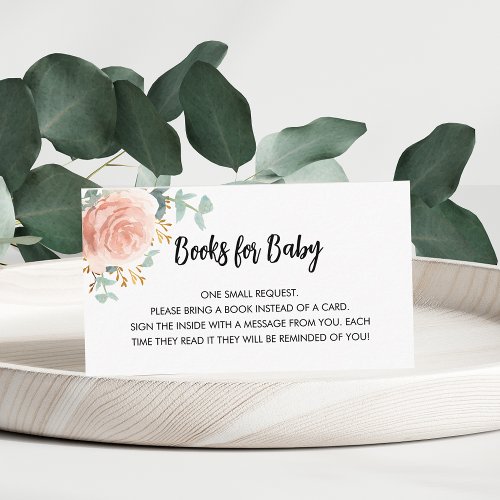 Baby shower book request rose gold flower girl enclosure card