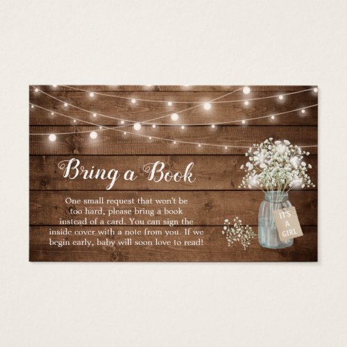 Baby Shower Book Request Rustic Wood Babys Breath