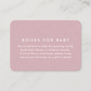 Baby shower book request simple pink linen enclosure card