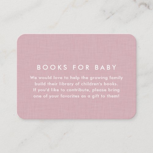 Baby shower book request simple pink linen enclosure card