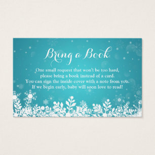 Baby Shower Book Request Turquoise Snowflakes
