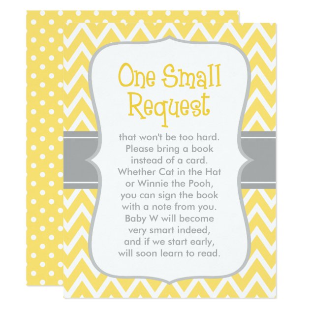 Baby Shower Book Request | Yellow And Gray Invitation