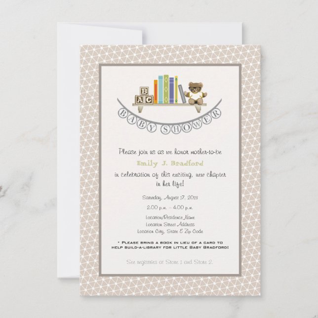Baby Shower Book Themed Unisex Invitation (Front)