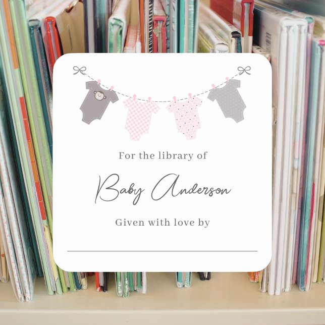 Baby shower bookplate baby clothesline (Creator Uploaded)