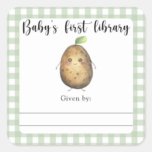 Baby Shower bookplate - baby's first library (Front)