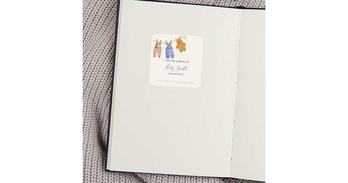Baby Shower Bookplate Blue Boy Zazzle