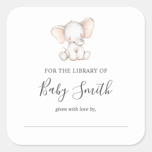 Baby Shower Bookplate Elephant Sticker