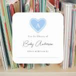 Baby shower bookplate monogram heart