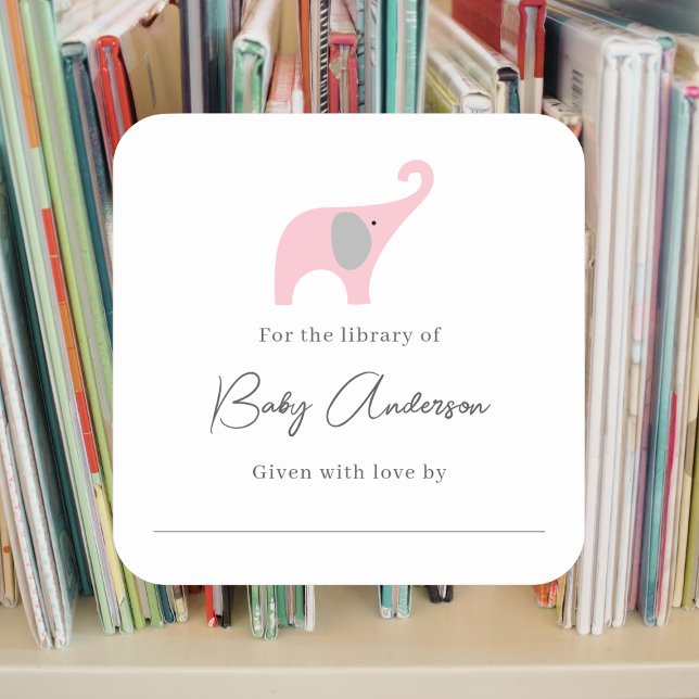 Baby shower bookplate pink elephant (Creator Uploaded)