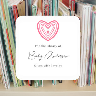Baby shower bookplate pink heart