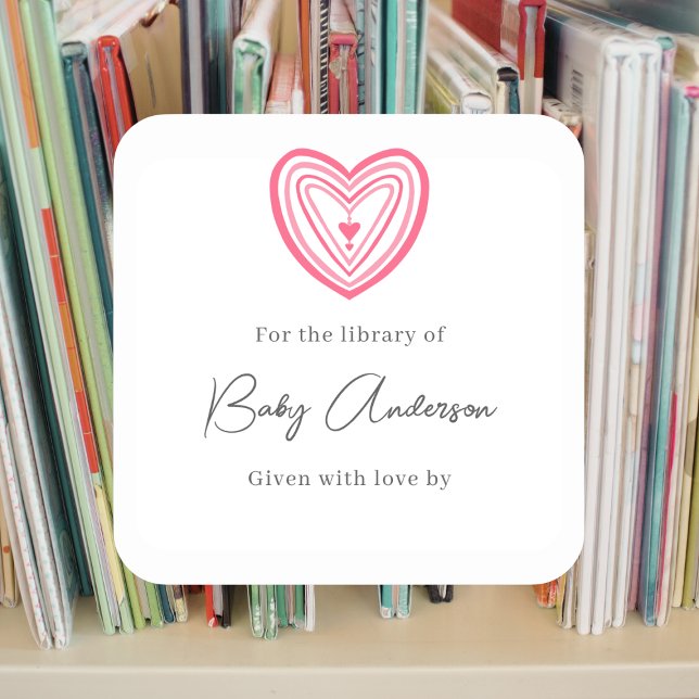 Baby shower bookplate pink heart (Creator Uploaded)