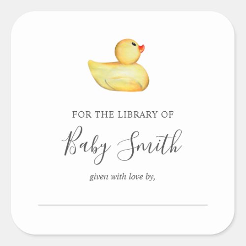 Baby Shower Bookplate Rubber Duck Sticker