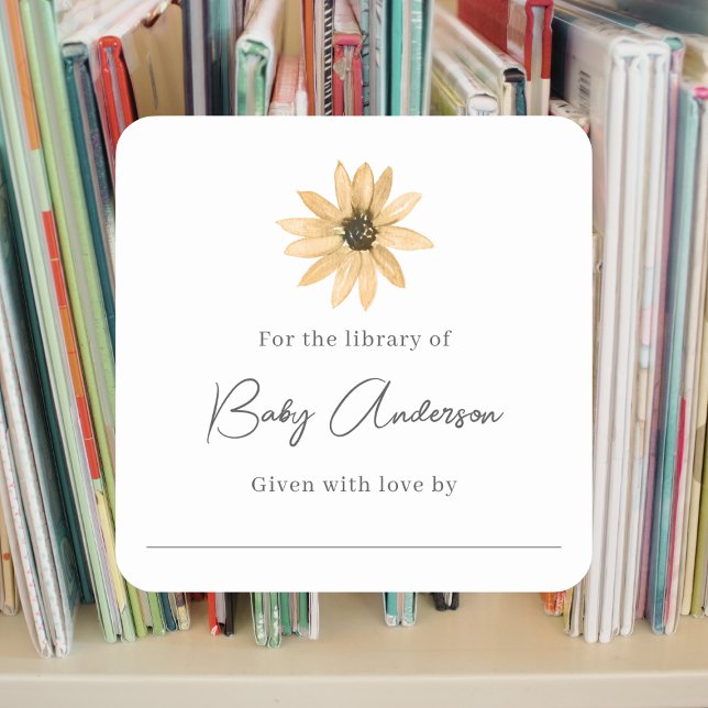 Baby shower bookplate single daisy (Creator Uploaded)