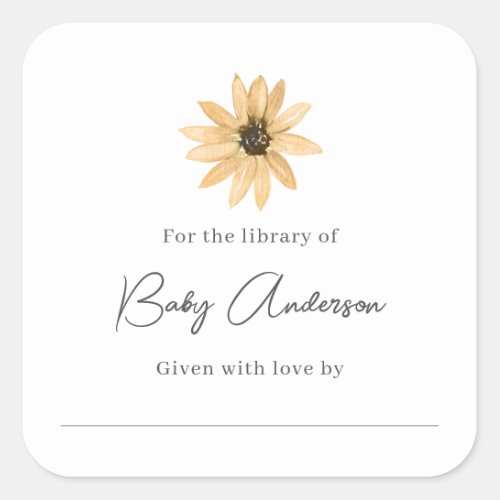 Baby shower bookplate single daisy