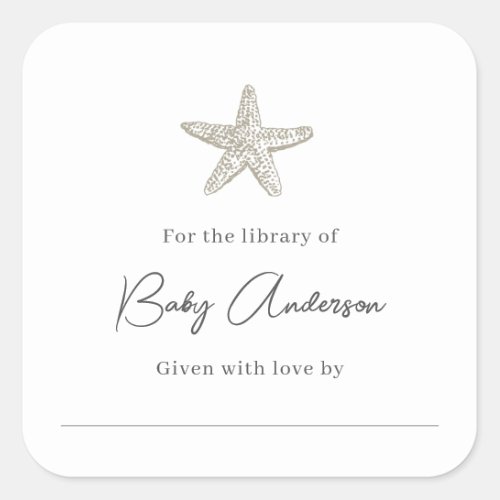 Baby shower bookplate starfish