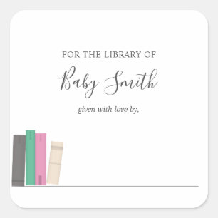 Baby Shower Bookplate Sticker