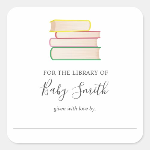 Baby Shower Bookplate Sticker